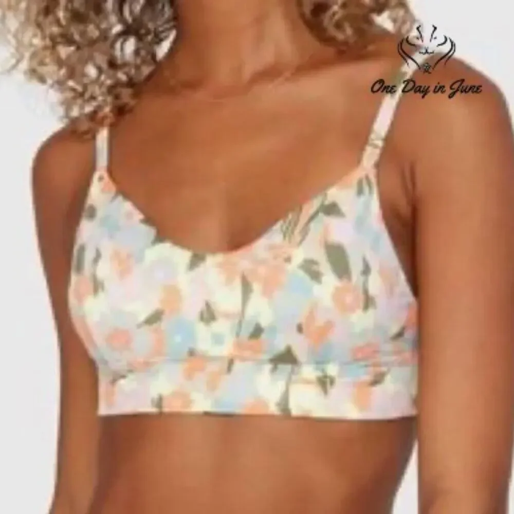 RVCA On The Road Bralette Bikini Top Floral Adjustable NWT $52 Size XS